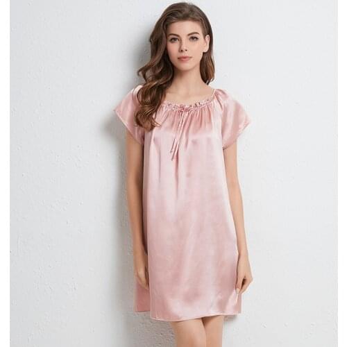 Nighties for women Mulberry silk Nightdress female summer 2020 new loose short-sleeved Nightgown