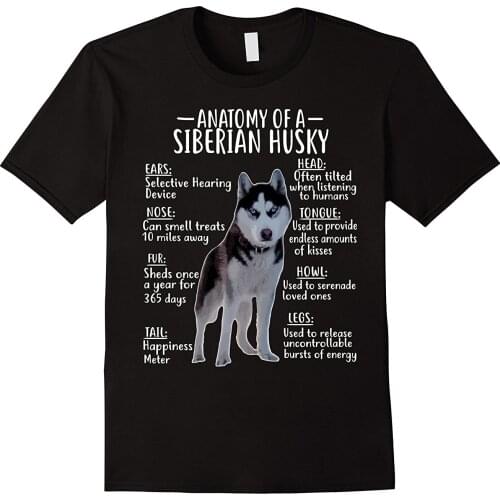 2019 New Short Sleeve Casual Anatomy of A Siberian Husky T-Shirt Man T Shirt Good Quality