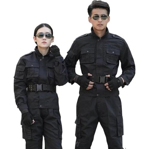 Black Hunting Clothes Military Uniforms Mens Hunting Clothing Tactical Combat Shirt +Cargo Pants Outdoor Army Ghillie Suit Men