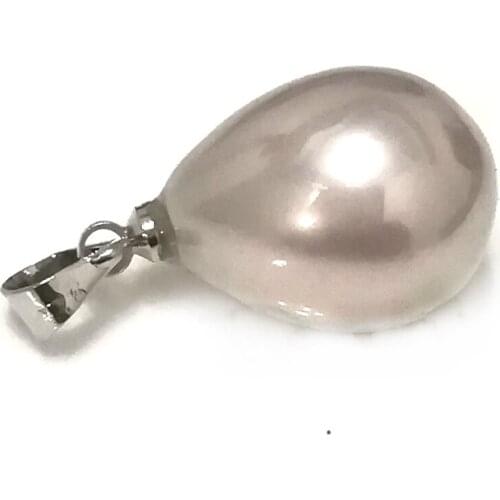 Wholesale 13-18mm Shiny Lavender Raindrop Shell Pearl 925 Sterling Silver Pendent for Jewelry