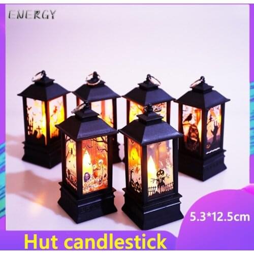 Wholesale Halloween Storm Lantern LED Electronic Candle Light Pumpkin Lantern Plastic Ornament Ghost Festival Gift