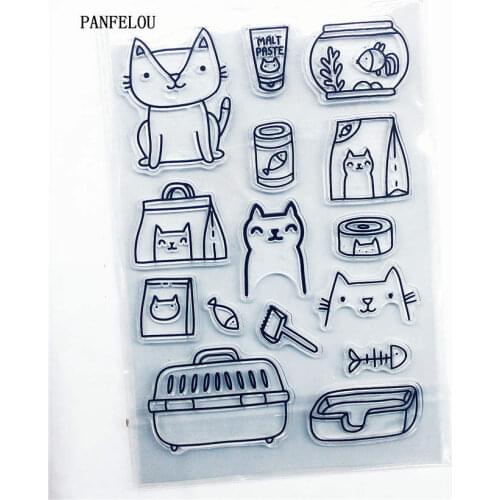 PANFELOU The cat litter Transparent Clear Silicone Stamp/Seal for DIY scrapbooking/photo album Decorative clear stamp sheets