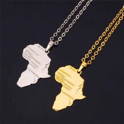 Punk Africa Map Pendant Necklace Silver Color/Gold Color Jewelry Women Men Party Gift