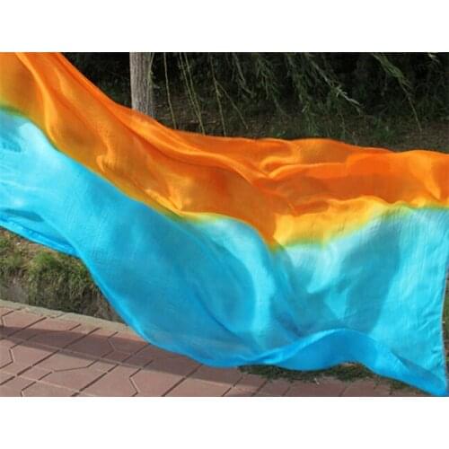 100% Silk Gradient Tie-Dyed Belly Dance Hand Scarf Silk Veil Shawl Bellydance Costume Accessory Stage Show Props Free Shipping