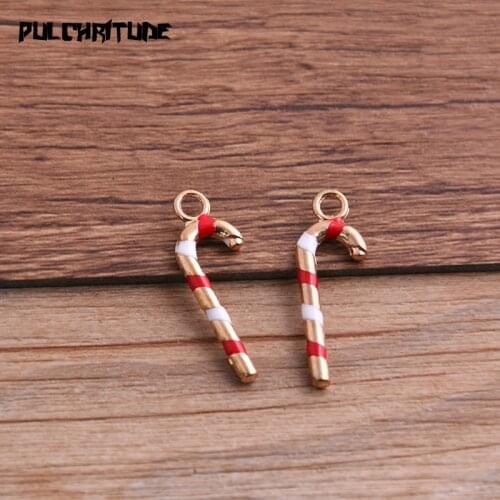 8pcs 9*26mm Alloy Metal Drop Oil Christmas Magic Wand Charms Pendant For DIY Bracelet Necklace Jewelry Making