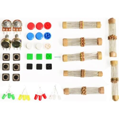 1 sets Handy Portable Resistor Kit for Arduino Starter Kit UNO R3 LED potentiometer tact switch pin header