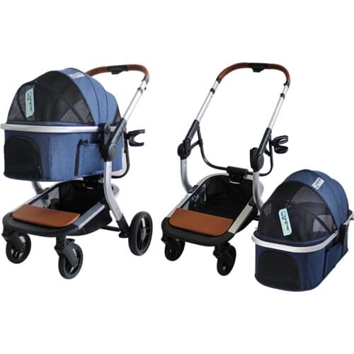 Pet stroller dog walking cat stroller outdoor car foldable car bag separate high landscape