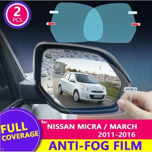 For Nissan Micra / March 2011-2016 K13 2014 2015 Full Cover Rearview Mirror Film Anti-Fog Auto Mirror Sticker Car Accessories