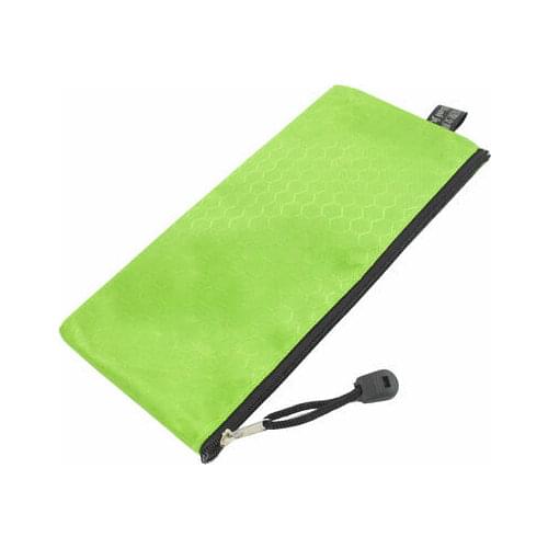 PVC Canvas Zipper Closure Cosmetic Paper Pen Pencil Stationery Bag Case Green