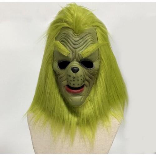 The Grinch Christmas Mask Cosplay Party Full Head Latex Adult Halloween Costume Geek Masks Props