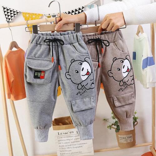 2020 Spring New Arrival Baby Clothes Childrens Long Pants Fashion Cartoon Cotton Pockets Sports Boy Pants Kids Leggings