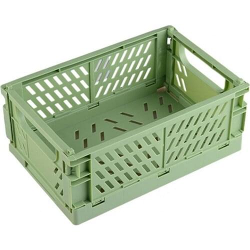 Storage Basket Collapsible Large cosmetic Capacity Plastic Foldable Home Crate Box Storage and folding for Daily Used