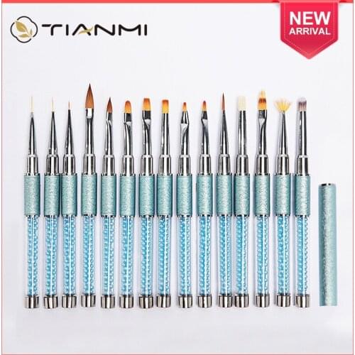 TIANMI Nail Art Uv Gel Brush Blue Pen Nail Art Builder Flat Crystal Painting Drawing Carving Pen Manicure Tools New Arrival