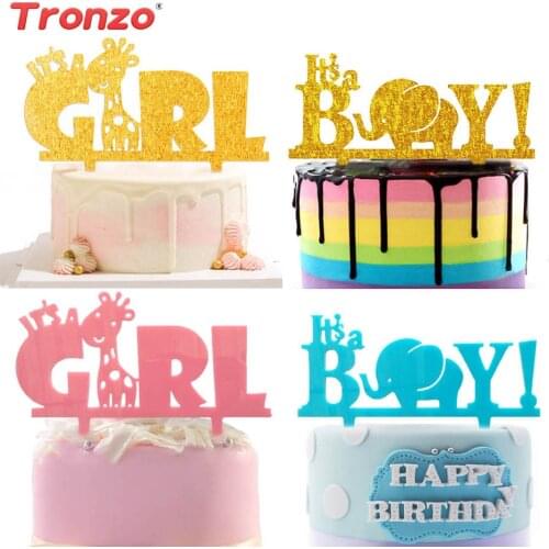 Tronzo Its a Girl Boy Cake Topper Baby Shower Party Favor Cute Boy Girl Birthday Party Decroations Kids Cake Toppers