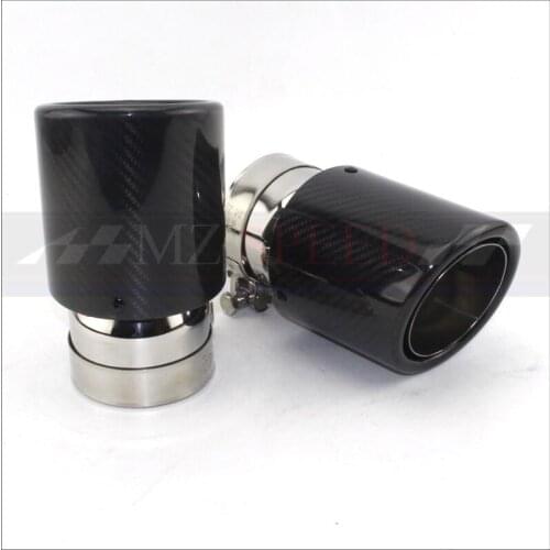 1 PCS Free sexhaust pipe muffler carbon fibergrade curled glossy 165 mm long tail black stainless steel for BMW car exhaust pipe