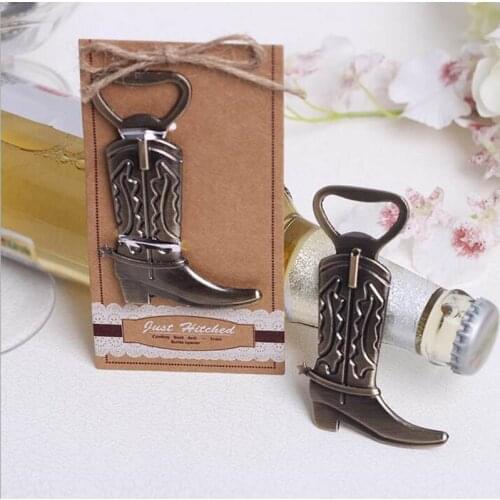 100pcs Creative Bottle Opener Hitched Cowboy Boot Western Birthday Bridal Wedding Favors And Gifts Party Cute Tool ZA1216