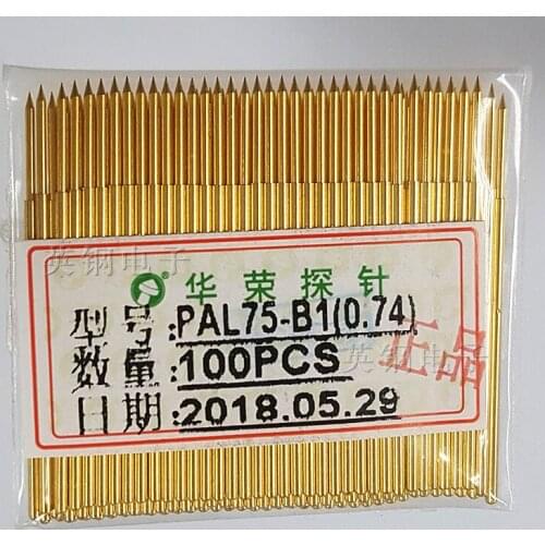 100pcs/lot 0.74MM Tip Probe PAL75-B1 (0.74) Test Pin 75MIL Spring Pin Gold-plated Tip