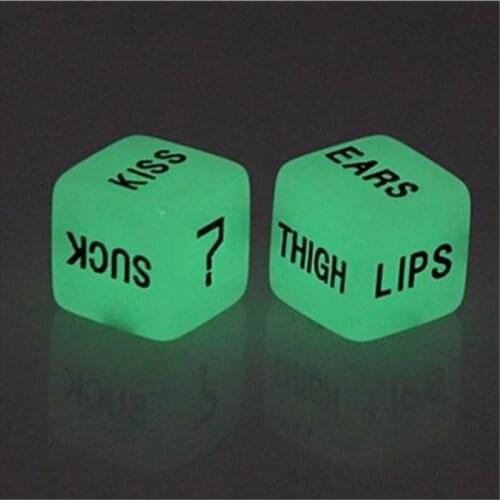 2pcs/lot Noctilucent Sex Dice Romance Humour Party Gambling Adult Games Dice Couples Sex Toys 1.6cm