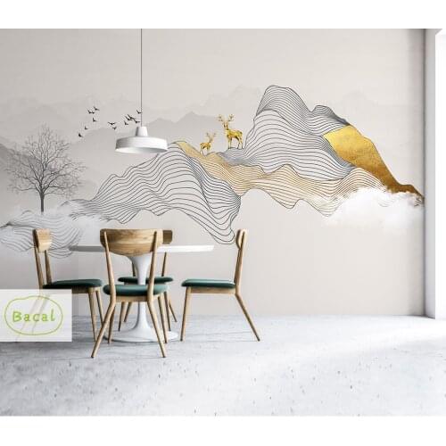 Custom Deer Photo Wallpaper Modern 3D Wall Mural Wallpaper Abstract Yellow line Art Design Bedroom Office Living Room Wall Paper
