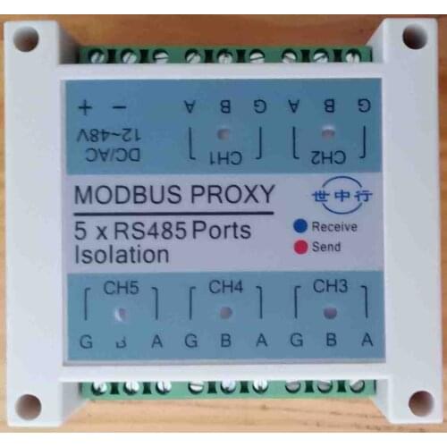 5 port Modbus (RS485) hub/multiple master/slave communication