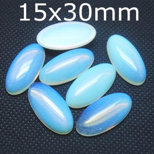 5pcs Wholesale nature opal glass crystal cabochon surface charms rings making accessories finding size 15x30mm