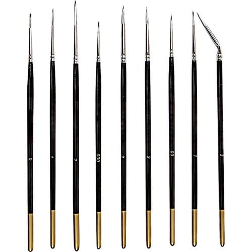 9pcs/Set DIY Acrylic Painting Face Line Drawing Fine Detail Paint Brush Multifunction Students Scale Model For Micro Miniatures