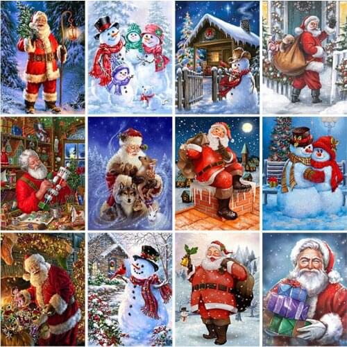 DIY Santa Claus 5D Diamond Painting Full Round Drill Snowman Diamond Embroidery Cross Stitch Kits Mosaic Wall Art Home Decor
