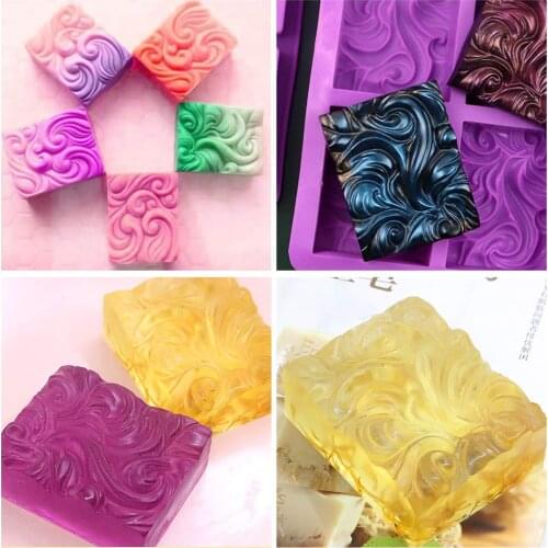 3D Ocean Wave Soap Mold 4-cavity Solid Color Soft Silicone Molds For DIY Aromatherapy Plaster Essential Oil