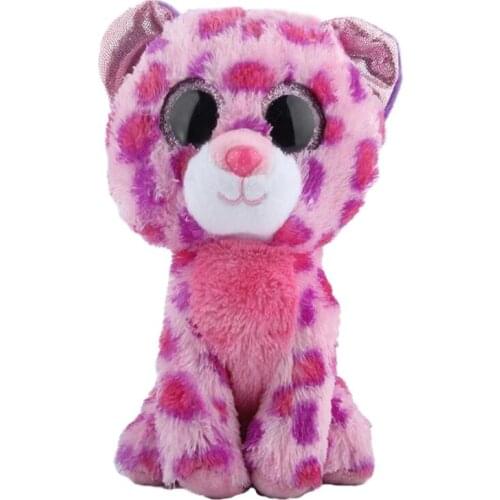 New 6" 15cm Ty Big Glitter Eyes Glamour the Leopard Pink Plush Stuffed Animal Collectible Toy Christmas Gift For Boys Girls