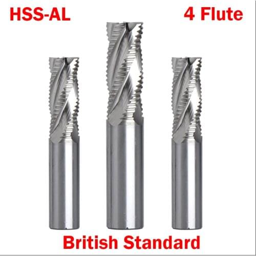 1/2 5/8 3/4 1 OD Inch 4 Flute HSSAL Imperia British Standard Straight Shank CNC Cutting Tool Roughing End Mill Miling Cutter