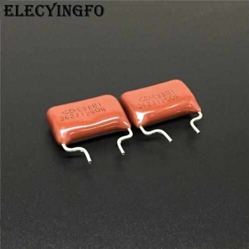 10Pcs/100Pcs/500Pcs CBB capacitor 362 1250V 362J 1.25KV 3600pF 3.6nF P7.5 CBB81 Metallized Polypropylene Film Capacitor