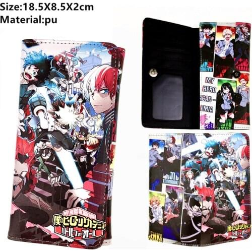 PU Wallet Anime My Hero Academia Button Card Holders Layers Purse Cute Boys Girls Students Leather Coin Cosplay Moneybag