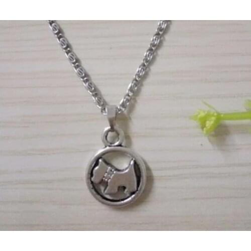 Round double sided cute dog New Fashion Jewelry Vintage Scottish Terrier Charms Pendant Necklace
