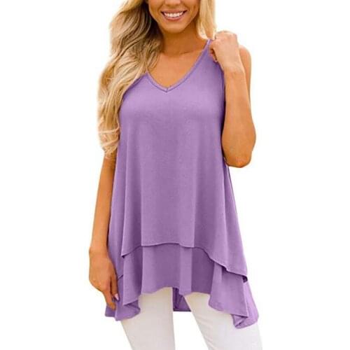 Summer Casual Woman Blouse Solid Color Loose Irregular Womens T Shirts Sleeveless Crop Top Tees Fashion Girl Tank Clothing