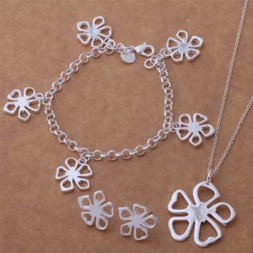 AS241 Hot selling 925 wholesale silver plated Jewelry Sets Bracelet 048 + Necklace 282 + Earring 286 /bmbakdia akbajbia