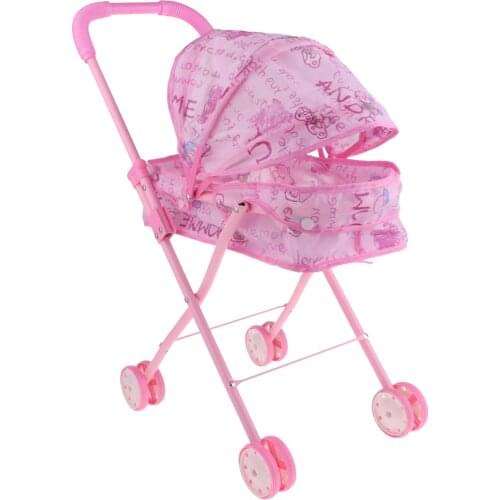 Mini Plastic Dolls Stroller Baby Push Cart Pushchair Dolls Accs Kids Pretend Play Toy Kids Pretend Play Dolls accessories