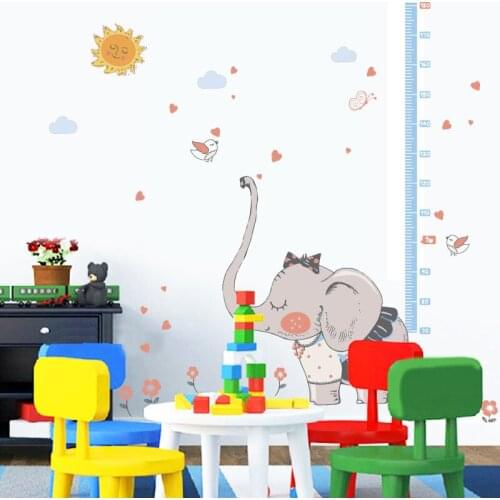 Elephant Child height measurement wall sticker PVC Material DIY wall decals for Childrens room kindergarten decor sticker
