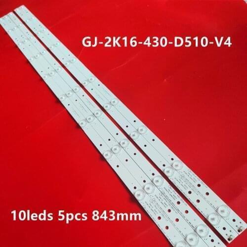 New Kit 5 PCS 10LED(3V) 843.5mm LED backlight strip for 43PFT4131 43PFS5301 GJ-2K15-430-D510 GJ-2K16-430-D510-V4 01Q58-A BDM435