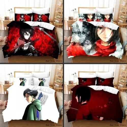 Janpan Attack on Titan Duvet Cover Cartoon Anime Design Bedding Set for Kids Adult King Size 3d Print Quilt Bed Set Bed Linens