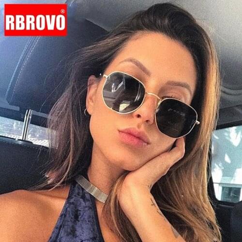 RBROVO 2021 Summer Vintage Sunglasses Women Glasses Lady Luxury Retro Metal Sun Glasses Vintage Mirror UV400 Oculos De Sol
