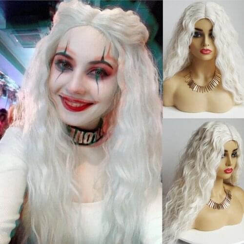 Deep Wave Wig Platinum Blonde Synthetic Heat Resistant Fiber Hair Wig Full Machine Made with Baby Hair
