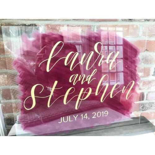 Personalized Acrylic Wedding Sign White Plexiglass Wedding Welcome Sign Brushed Background with Alternative for Party Decoration