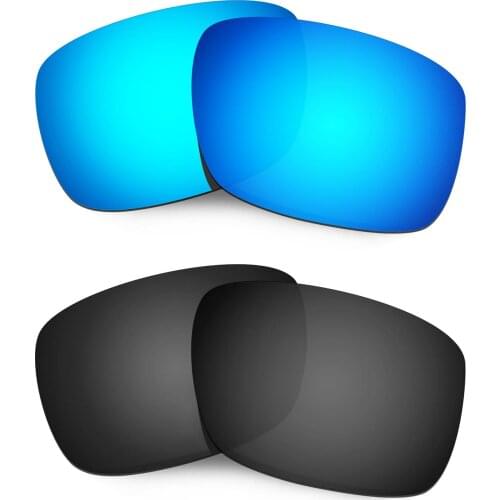 HKUCO For Drop Point Sunglasses Polarized Replacement Lenses - Blue&Black 2 Pairs