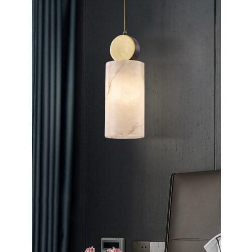 Nordic Luxury Marble Light Copper Hanging Lamp Simple Classical Hanging Lamp Decor Bedroom Bedside Living Room Background Cafe