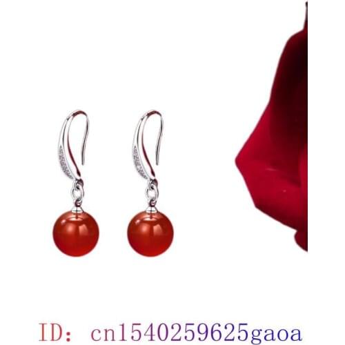 Jade Bead Earring Chalcedony Amulet Natural Gifts Women Green Jewelry Fashion 925 Silver