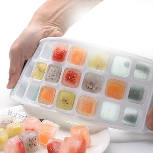 21 Grids Ice Cube Tray With Lid Reusable Diy Silicone Ice Cube Maker Mold Kitchen Party Cocktail Drinks Bar Accessories