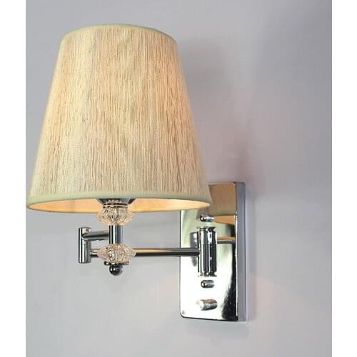 Modern Creative Single Head Swing Arm Wall Lamp E27 European PVC Lampshade For Hotel Hallway Bedroom Bedside Wall Sconces WL269