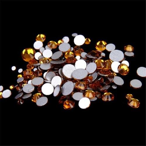 SS3-SS30 Size Select Loose Topaz Yellow Flatback Crystal Rhinestones DIY Non HotFix Glass Stones No Glue Nail Arts Decoration