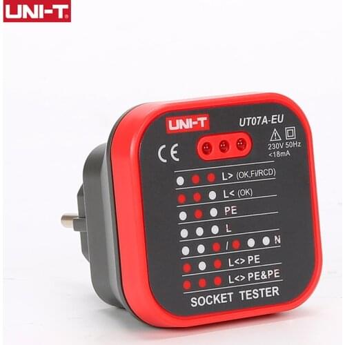 UNI-T UT07 Outlet Socket Testers Pro Detector EU UK Plug RCD Neutral Earth Wire Circuit Plug Polarity Phase Check