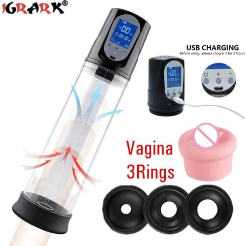 USB Charing Electric Penis Sleeve Vacuum Pump Dildo Enlargerment Automatic Cock Extender Vibrator Sex Toys For Men Adult Product